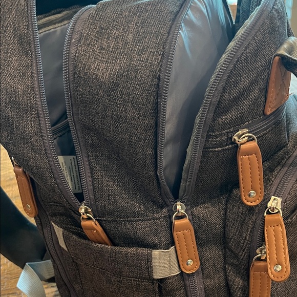 Chic Charcoal Baby Backpack with Brown Accents - Picture 6 of 11